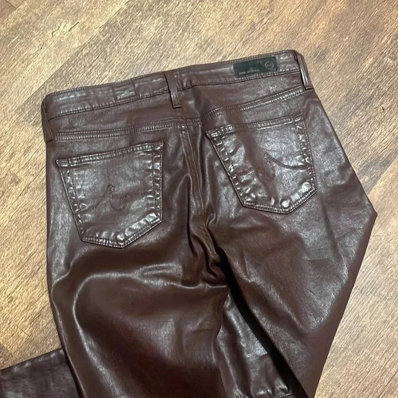 VINTAGE AG Adriano Goldschmied burgundy leather “the legging” super skinny - Picture 4 of 8
